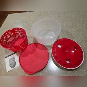 Tupperware Red and Clear Storage Bowl Set